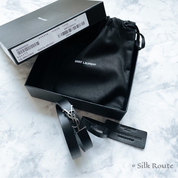 NEW YSL Opyum Leather Unisex double wrap luxury bracelet M - Picture 2 of 9